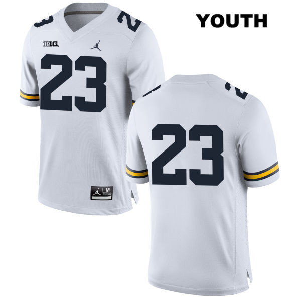 Youth NCAA Michigan Wolverines O'Maury Samuels #23 No Name White Jordan Brand Authentic Stitched Football College Jersey LR25Z07QD